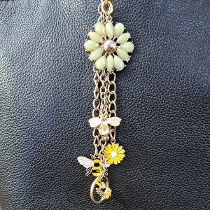 Hand Crafted Bag Purse Tote Jewelry Key Ring Decorative Vintage Jewelry Upcycle